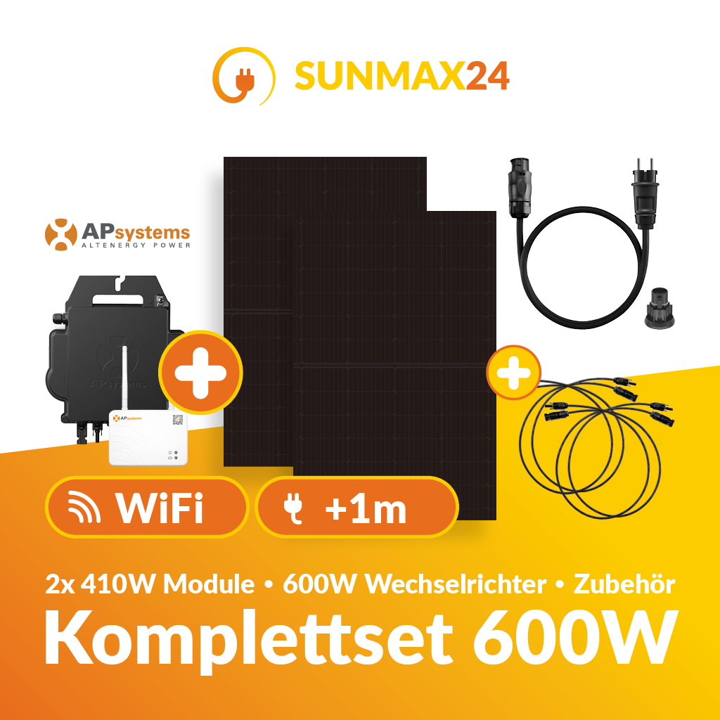 WIFI-Wechselrichter für Solarmodule McShine 600W App 2m Kabel günstig