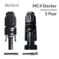 Betteri MC4 Stecker 5 Paar männlich/weiblich